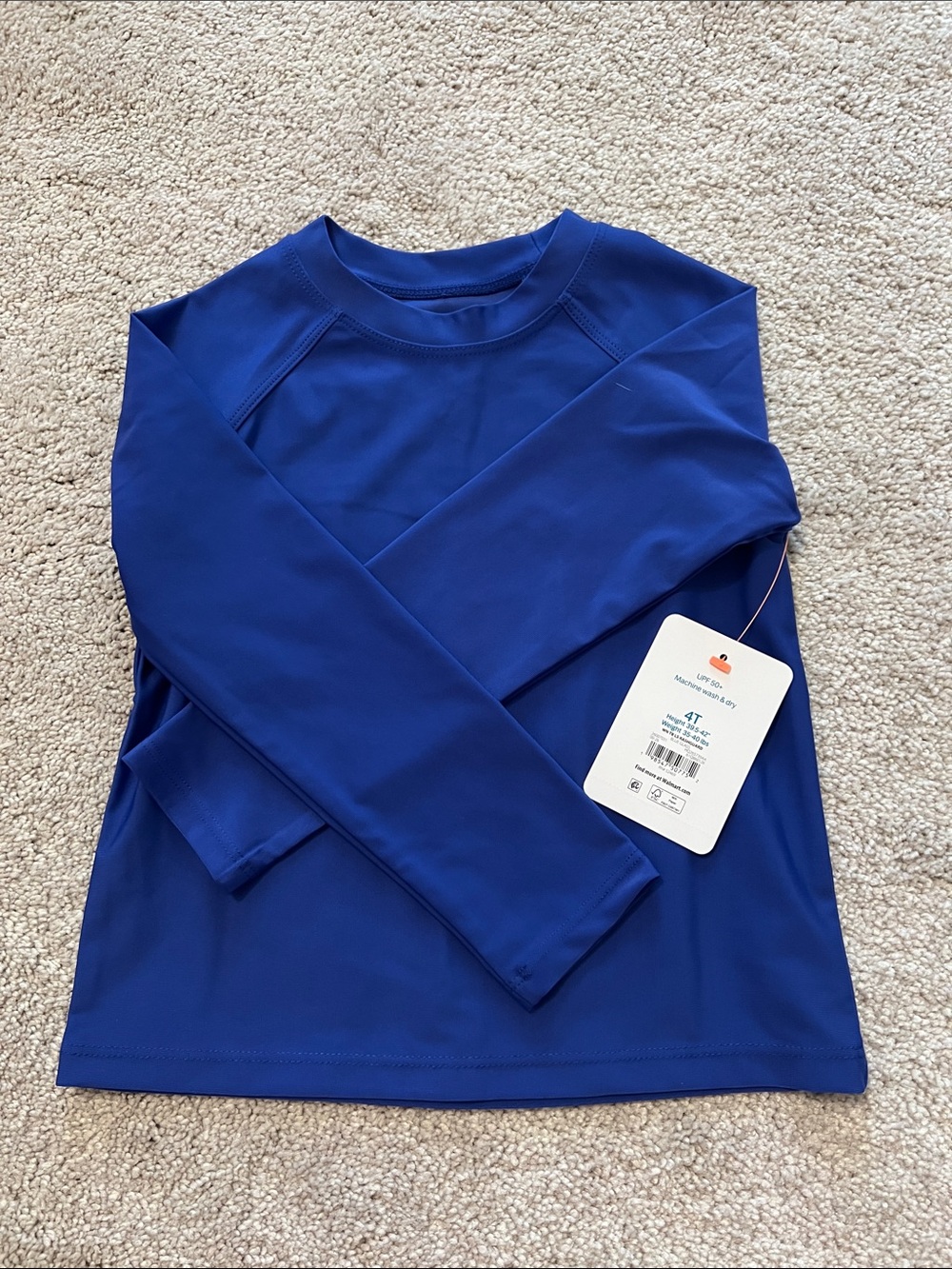 wonder nation Royal Blue Long Sleeve Kids Swim Rashguard